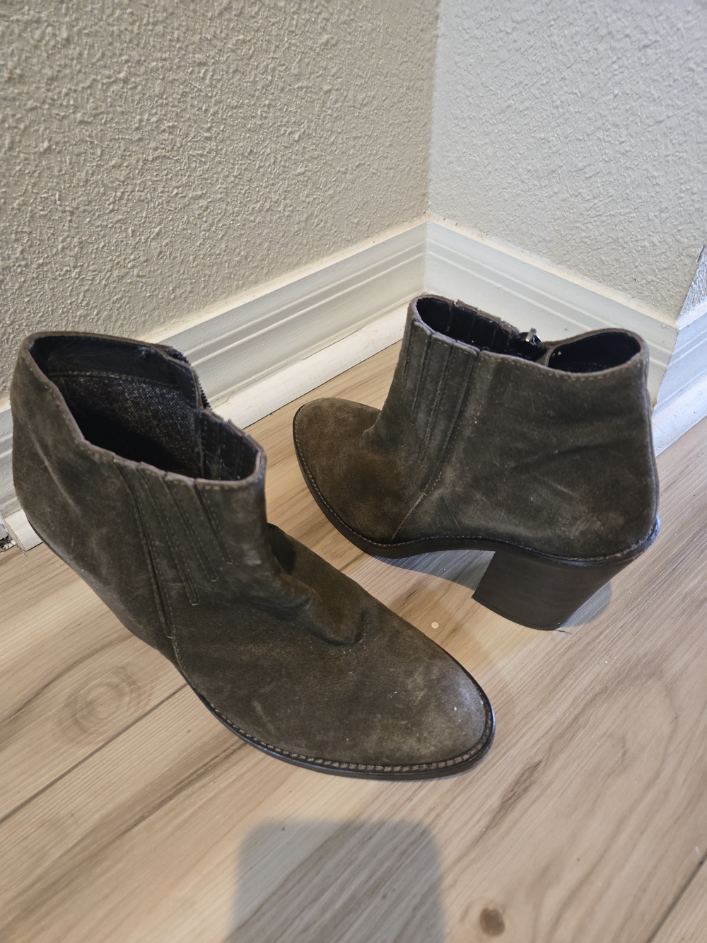 Aquatalia Olive Suede Ankle Booties